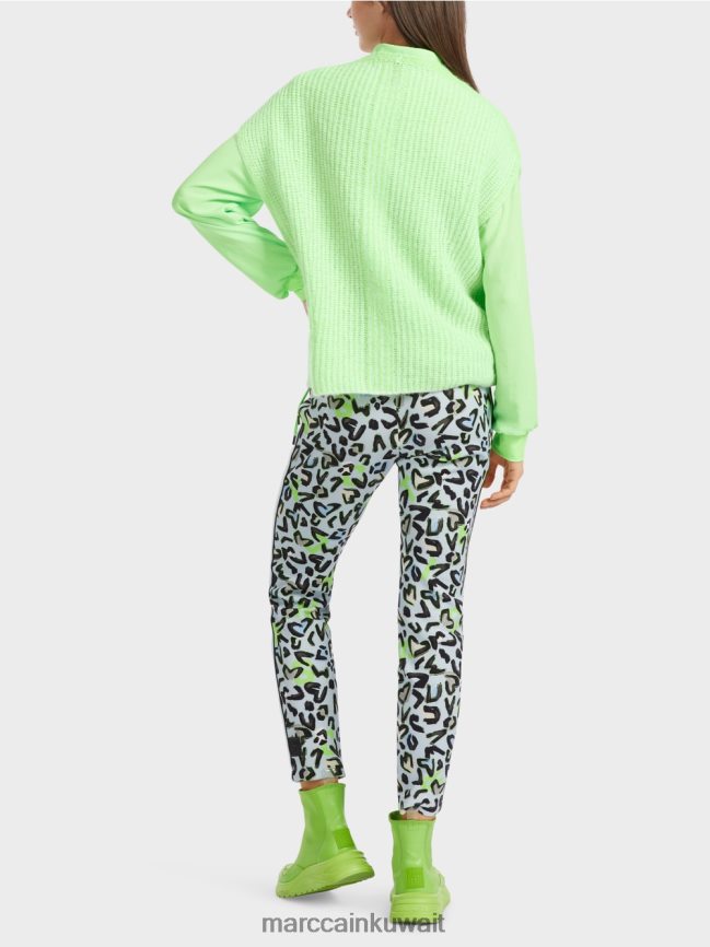 Marc Cain سلوفر صنع في ألمانيا 100% LVN0D61095 ملابس أخضر صادم مشرق