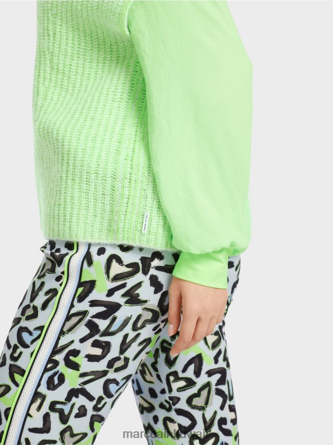 Marc Cain سلوفر صنع في ألمانيا 100% LVN0D61095 ملابس أخضر صادم مشرق