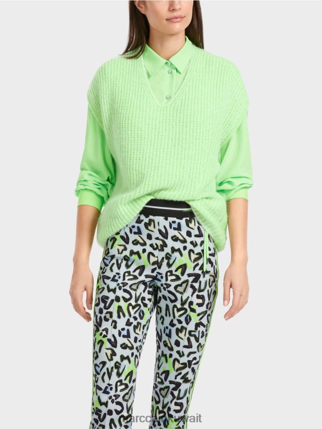 Marc Cain سلوفر صنع في ألمانيا 100% LVN0D61095 ملابس أخضر صادم مشرق