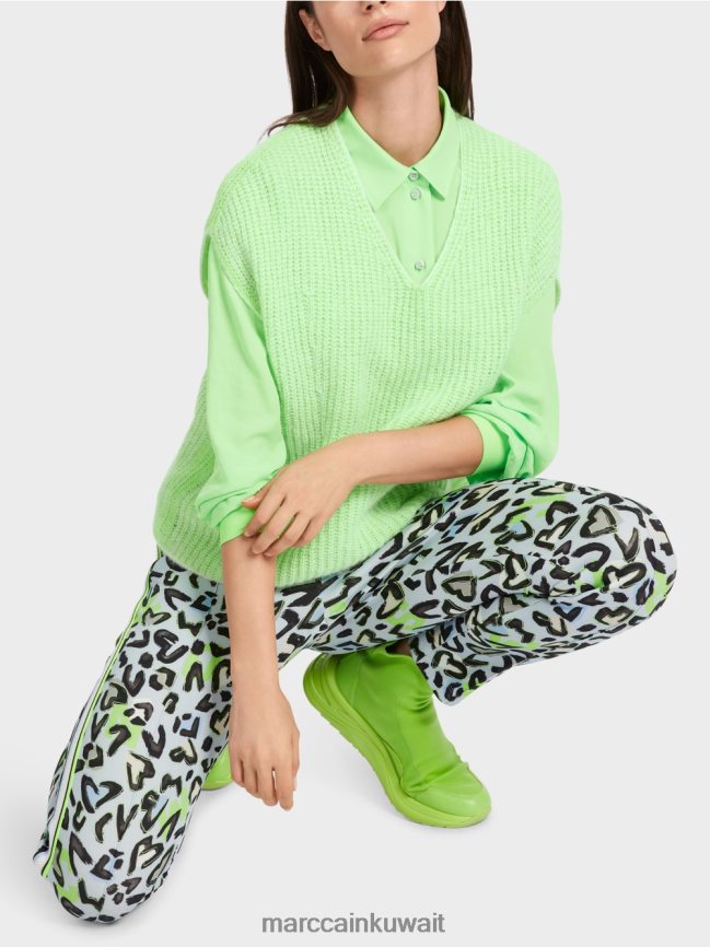 Marc Cain سلوفر صنع في ألمانيا 100% LVN0D61095 ملابس أخضر صادم مشرق