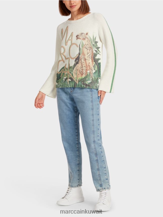 Marc Cain سترة النمر 100% صنع في ألمانيا LVN0D61199 ملابس طحلب أخضر