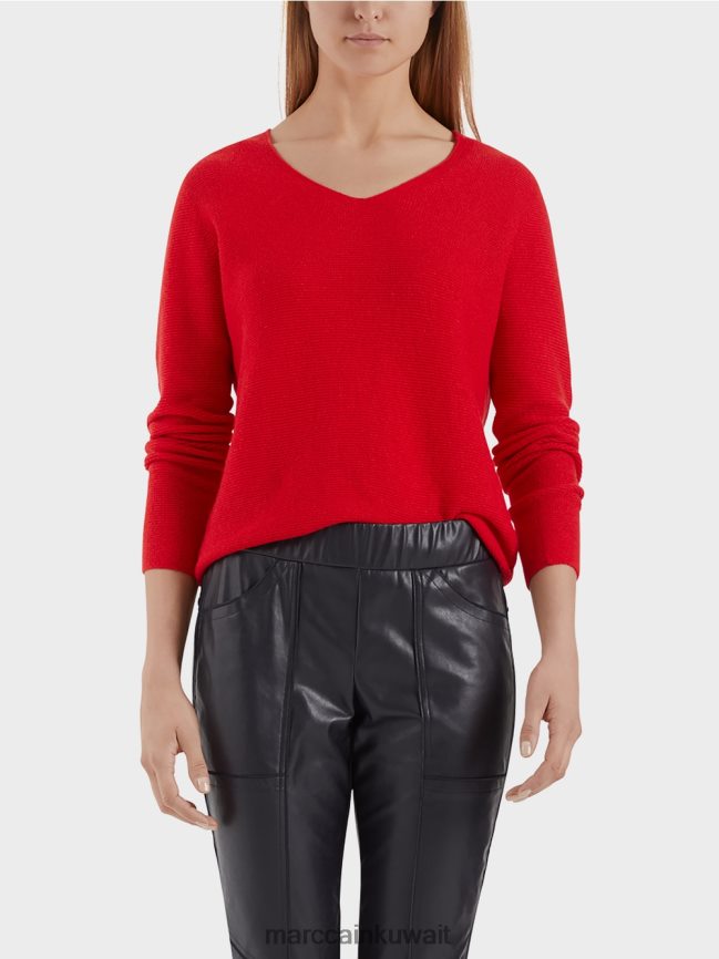 Marc Cain سترة 100% صنع في ألمانيا LVN0D61215 ملابس اللون القرمزي