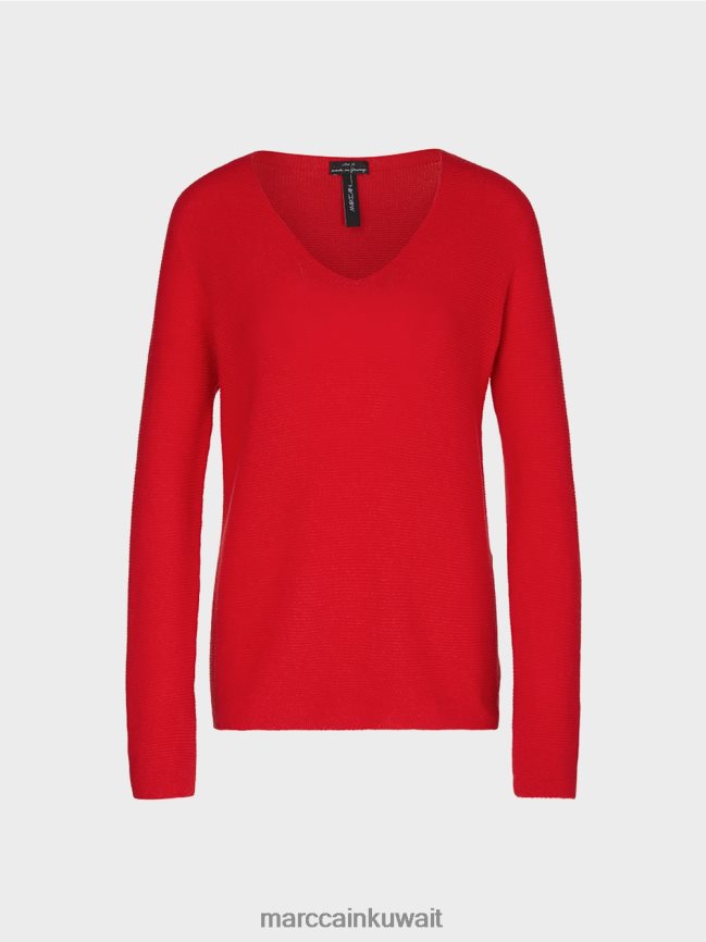 Marc Cain سترة 100% صنع في ألمانيا LVN0D61215 ملابس اللون القرمزي