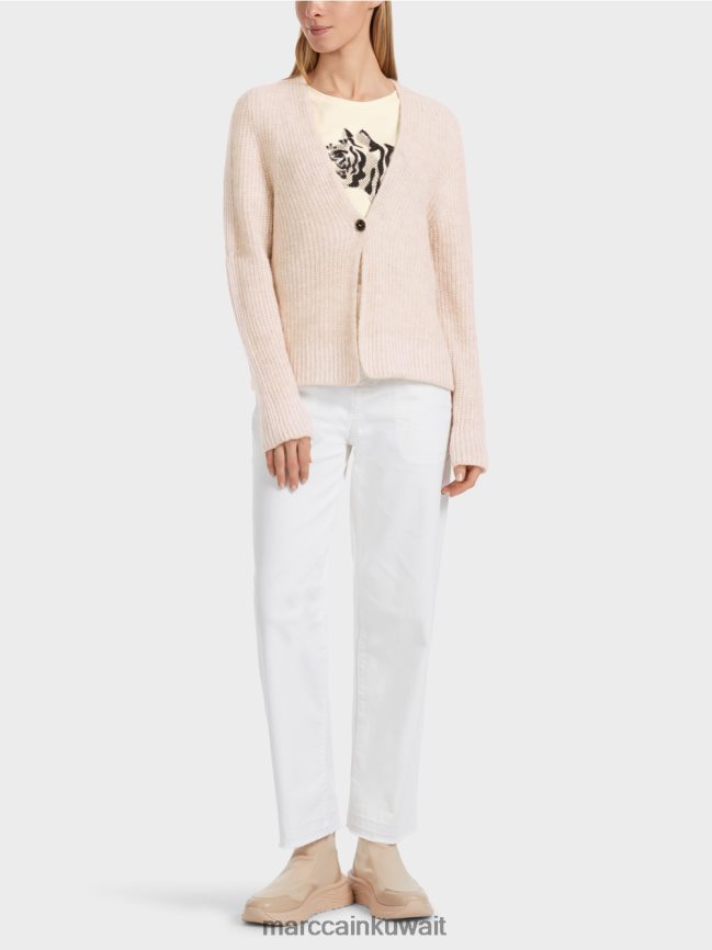 Marc Cain كارديجان 100% صنع في ألمانيا LVN0D6315 ملابس حليب اللوز