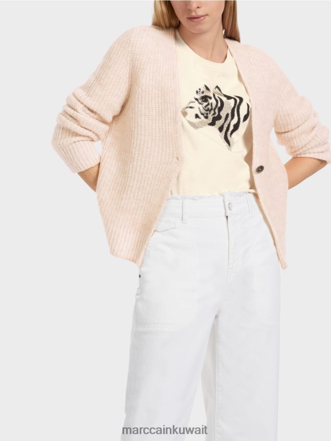 Marc Cain كارديجان 100% صنع في ألمانيا LVN0D6315 ملابس حليب اللوز