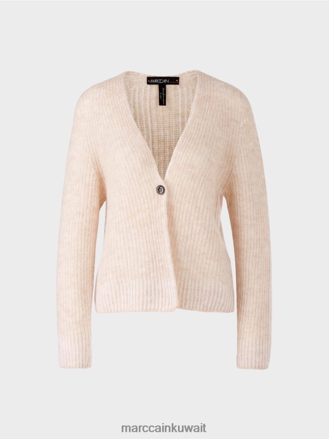 Marc Cain كارديجان 100% صنع في ألمانيا LVN0D6315 ملابس حليب اللوز
