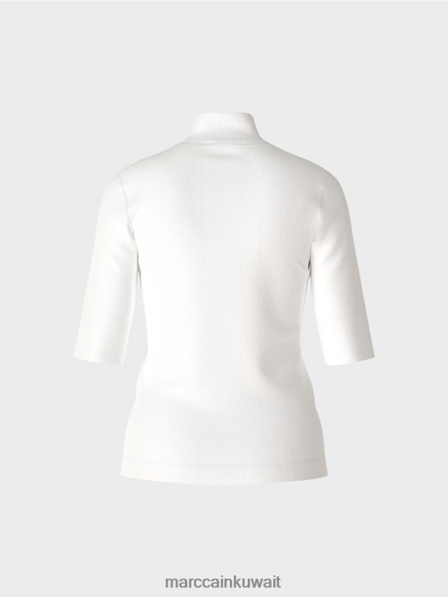 Marc Cain قميص بياقة واقفة وأكمام بطول 3/4 LVN0D61296 ملابس أبيض مصفر