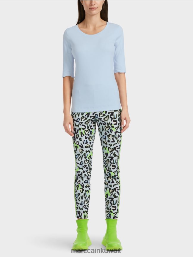 Marc Cain تيشيرت سادة بأكمام 3/4 LVN0D61305 ملابس مسحوق ناعم أزرق