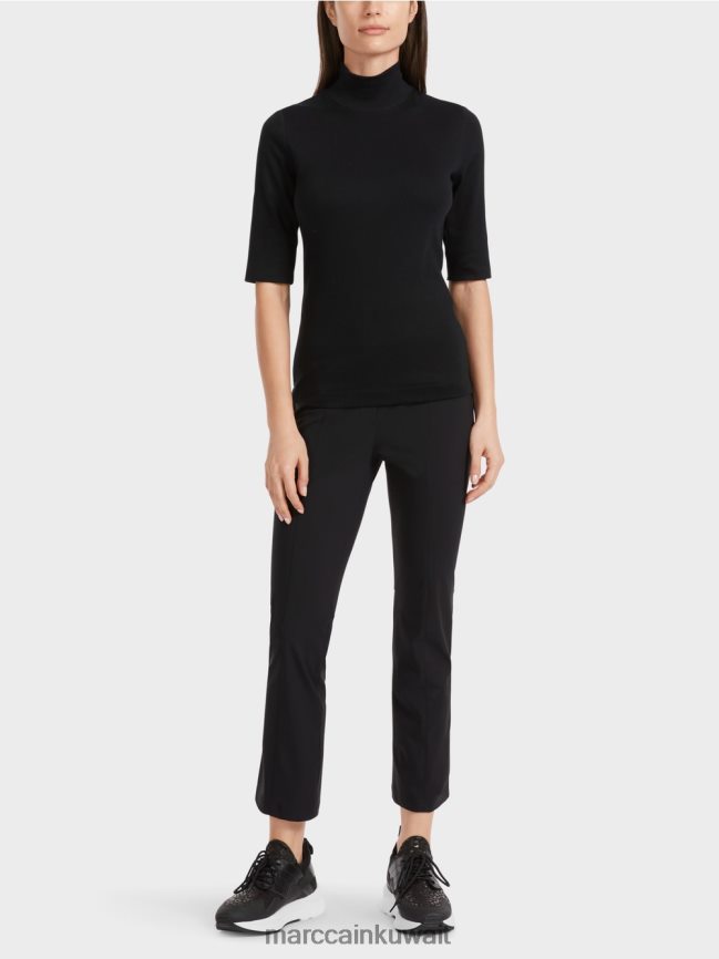 Marc Cain قميص بياقة واقفة وأكمام بطول 3/4 LVN0D61311 ملابس أسود