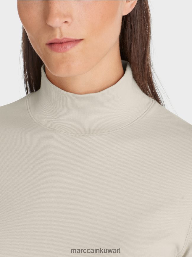 Marc Cain قميص بياقة واقفة وأكمام بطول 3/4 LVN0D61312 ملابس صخرة القمر الناعمة