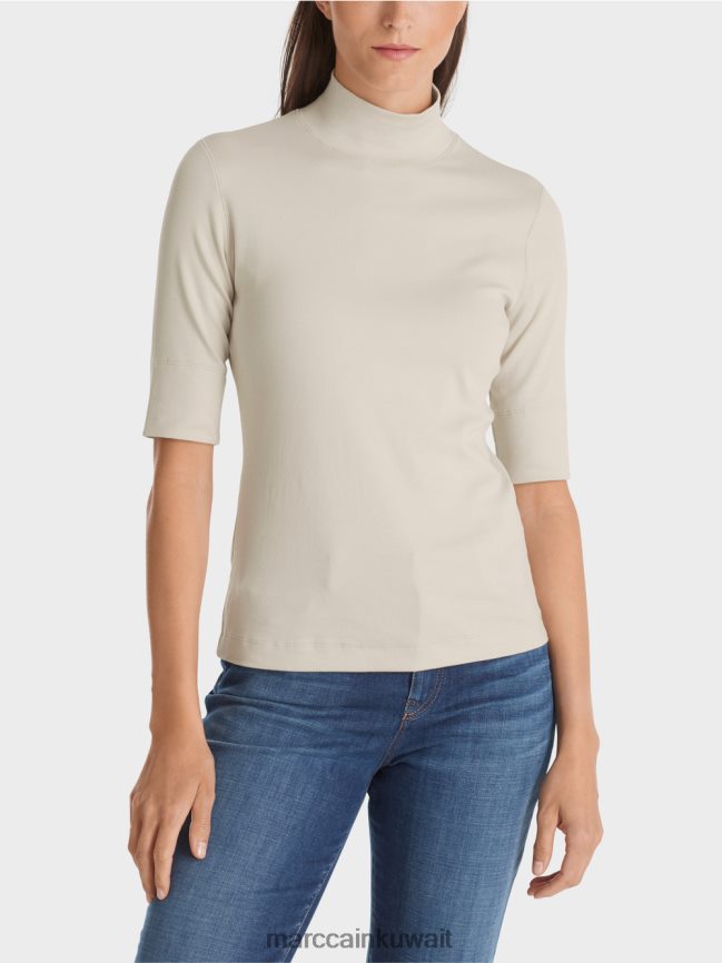Marc Cain قميص بياقة واقفة وأكمام بطول 3/4 LVN0D61312 ملابس صخرة القمر الناعمة