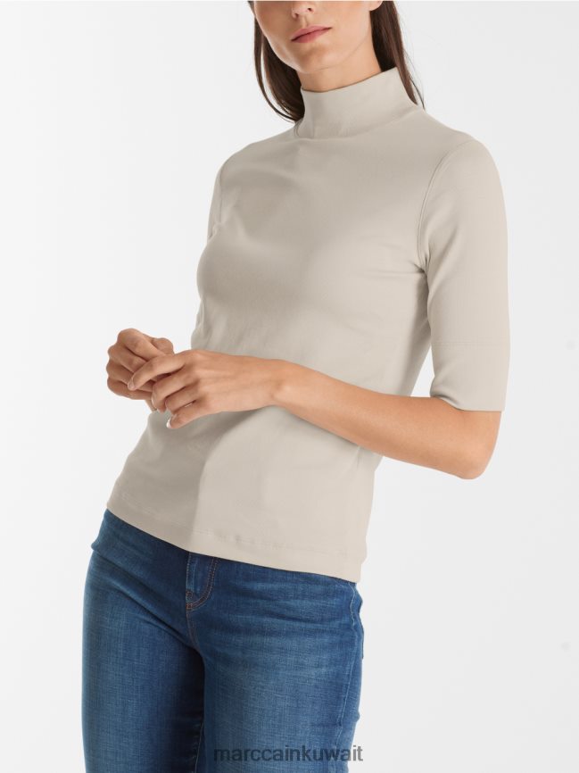 Marc Cain قميص بياقة واقفة وأكمام بطول 3/4 LVN0D61312 ملابس صخرة القمر الناعمة