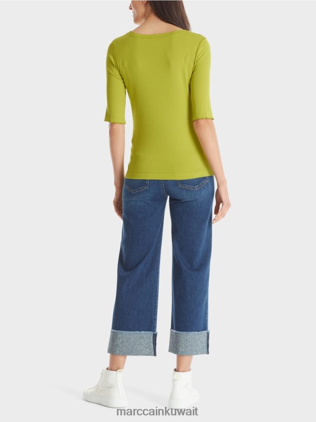 Marc Cain تيشيرت بأكمام 3/4 طول LVN0D61328 ملابس زيتون أخضر ساطع