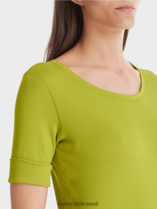 Marc Cain تيشيرت بأكمام 3/4 طول LVN0D61328 ملابس زيتون أخضر ساطع