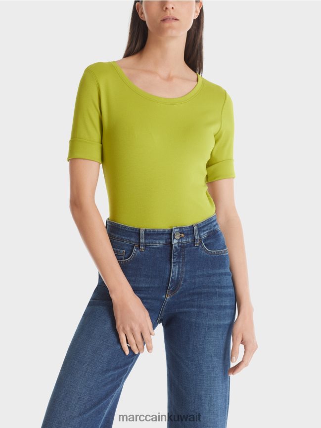 Marc Cain تيشيرت بأكمام 3/4 طول LVN0D61328 ملابس زيتون أخضر ساطع