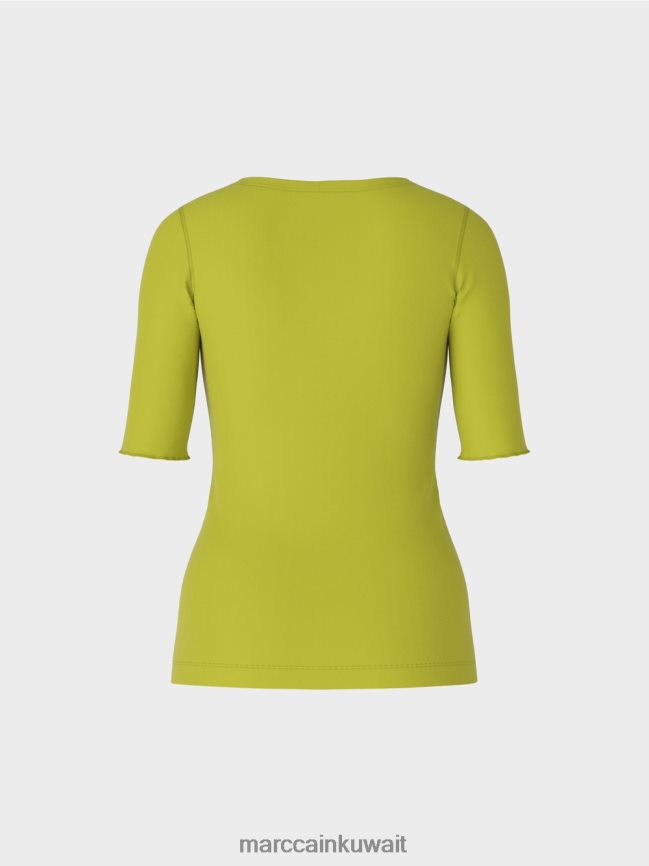 Marc Cain تيشيرت بأكمام 3/4 طول LVN0D61328 ملابس زيتون أخضر ساطع