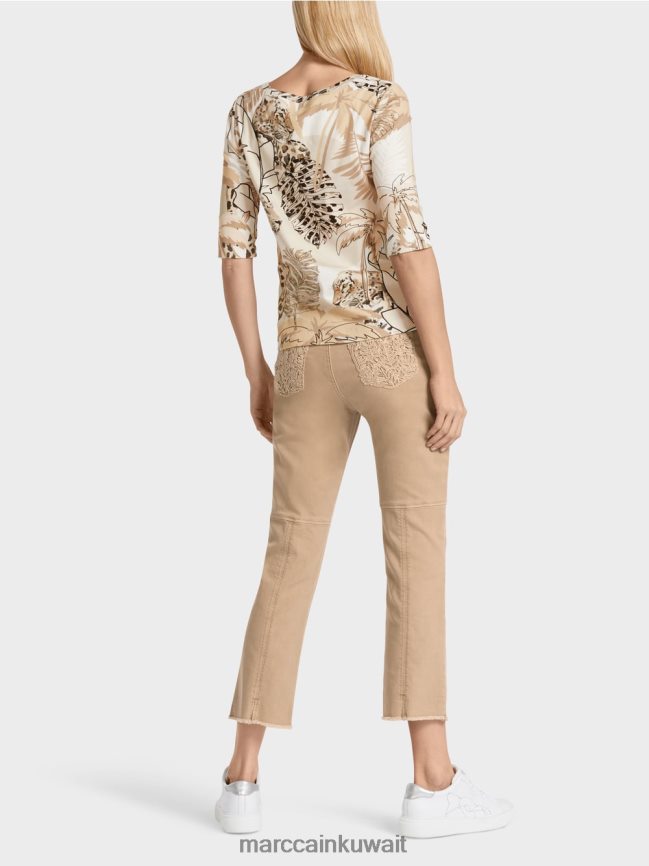 Marc Cain تيشيرت مطبوع بأكمام 3/4 LVN0D61392 ملابس الرمال العميقة