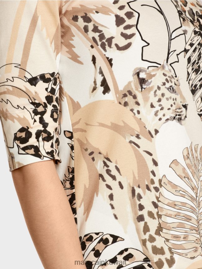 Marc Cain تيشيرت مطبوع بأكمام 3/4 LVN0D61392 ملابس الرمال العميقة