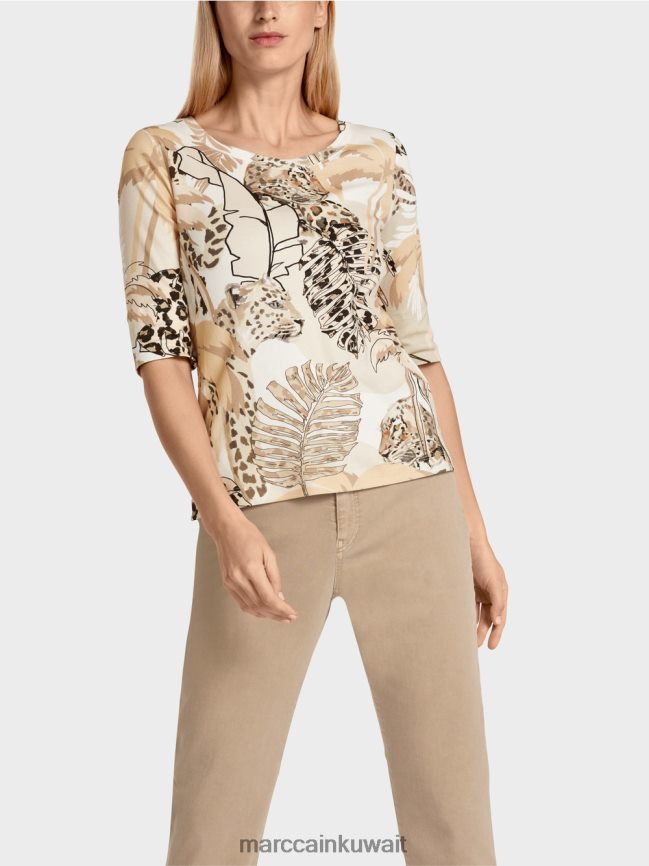 Marc Cain تيشيرت مطبوع بأكمام 3/4 LVN0D61392 ملابس الرمال العميقة