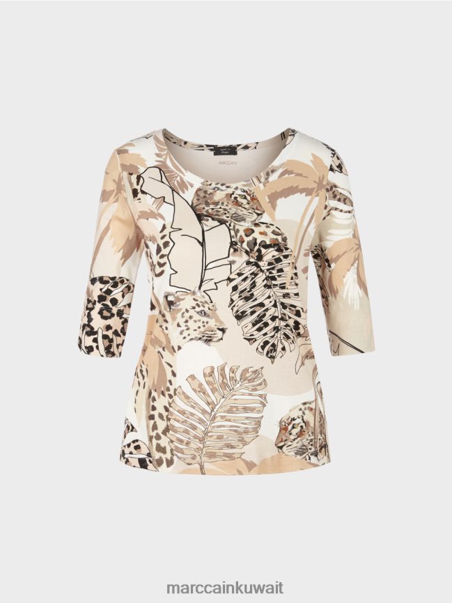 Marc Cain تيشيرت مطبوع بأكمام 3/4 LVN0D61392 ملابس الرمال العميقة