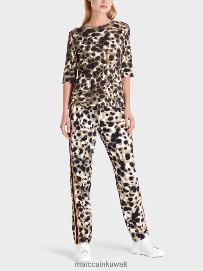 Marc Cain قميص مطبوع بأكمام 3/4 LVN0D61438 ملابس قهوة خفيفة