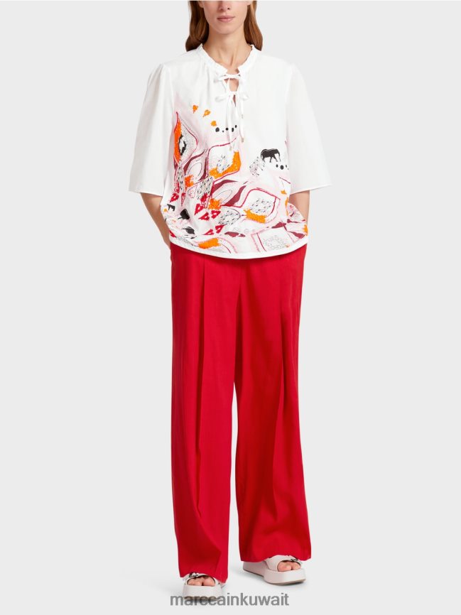 Marc Cain بلوزة واسعة بأكمام بطول 3/4 LVN0D6918 ملابس أحمر عميق