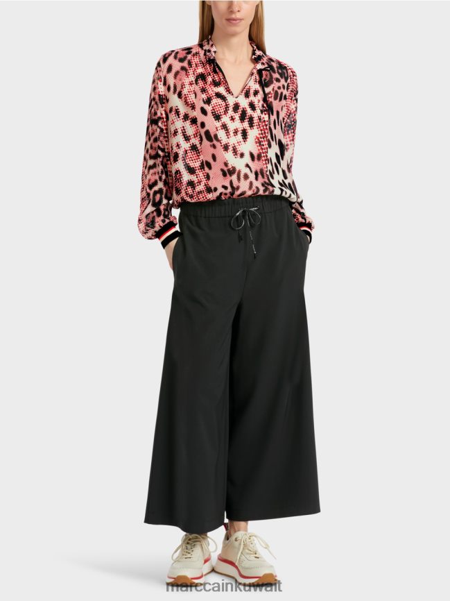 Marc Cain بنطال ويلمار واسع الساق 7/8 LVN0D6539 ملابس أسود