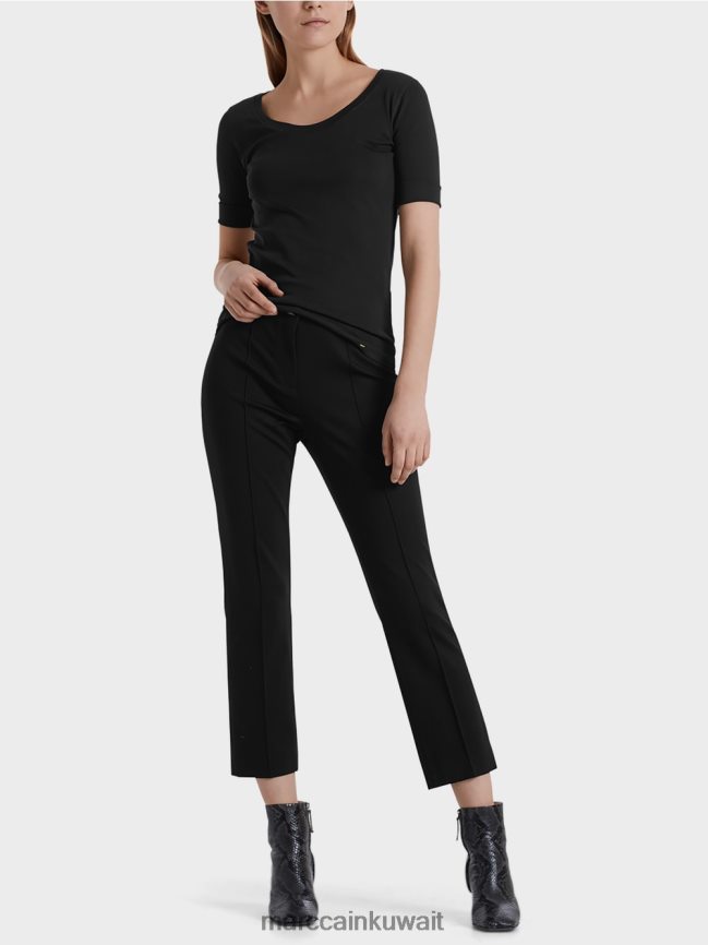 Marc Cain بنطلون 7/8 من الجيرسيه الناعم LVN0D6742 ملابس أسود