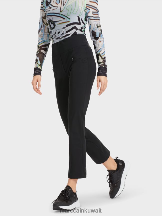 Marc Cain السراويل الضيقة Fengyi مع نير حزام الخصر LVN0D6564 ملابس أسود