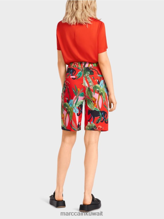 Marc Cain شورت Finike بزخارف استوائية LVN0D6681 ملابس النار الحمراء