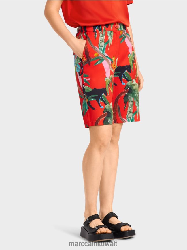 Marc Cain شورت Finike بزخارف استوائية LVN0D6681 ملابس النار الحمراء