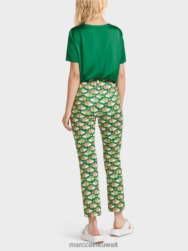 Marc Cain Frederica بنطال جيرسي بطبعة جلد الحيوان LVN0D6668 ملابس الطحلب الأخضر الداكن