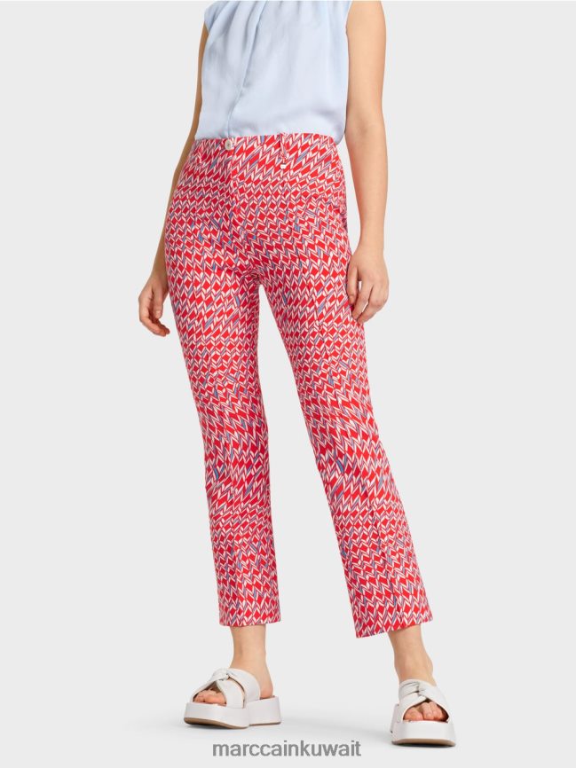 Marc Cain Frederica بنطال جيرسي بطبعة جرافيك LVN0D6678 ملابس النار الحمراء