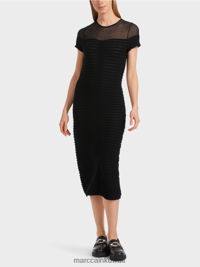 Marc Cain فستان "إعادة التفكير معًا" يعانق الشكل LVN0D610 ملابس أسود