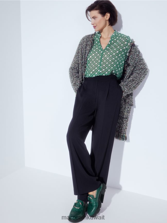 Marc Cain بلوزة بنمط هندسي LVN0D61000 ملابس طحلب أخضر