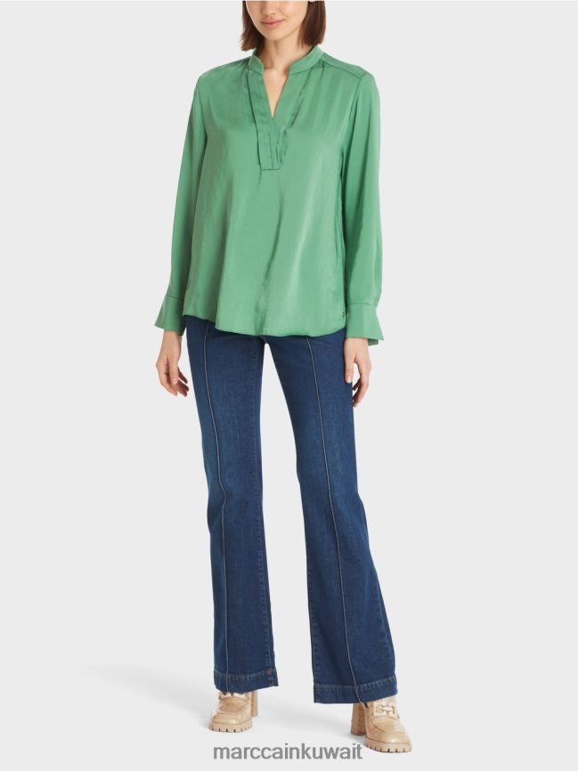 Marc Cain بلوزة بلون سادة LVN0D61003 ملابس طحلب أخضر