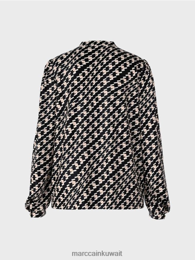 Marc Cain بلوزة بنمط هندسي LVN0D61005 ملابس أسود