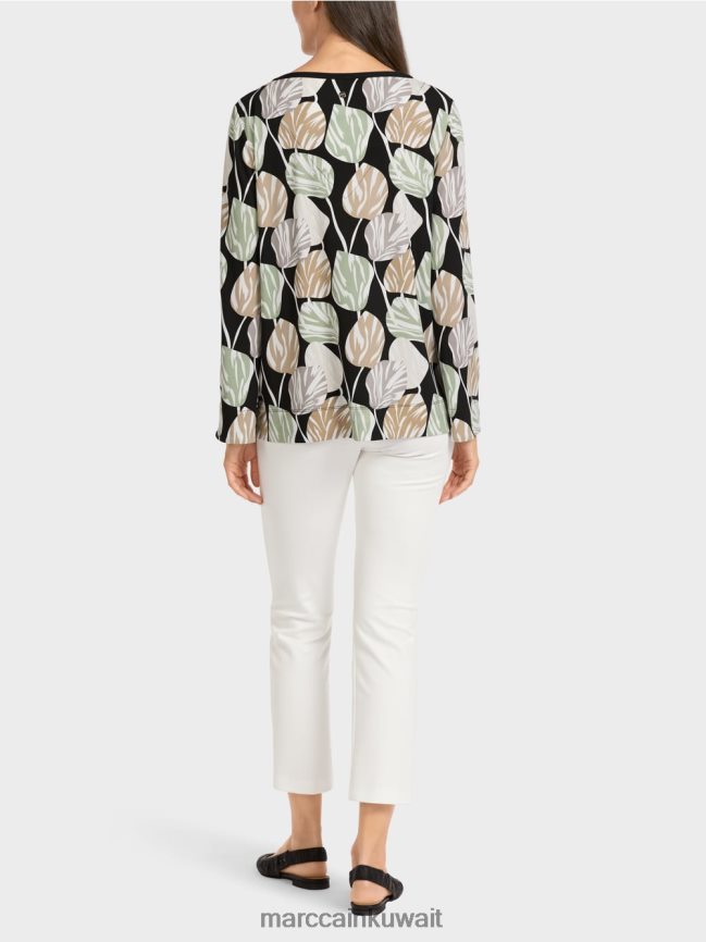 Marc Cain بلوزة بأكمام طويلة على طراز البلوزة LVN0D61007 ملابس مسحوق النعناع
