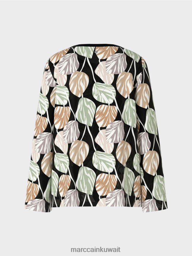 Marc Cain بلوزة بأكمام طويلة على طراز البلوزة LVN0D61007 ملابس مسحوق النعناع