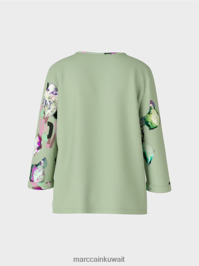 Marc Cain بلوزة على شكل بلوزة بأكمام ثلاثة أرباع LVN0D61009 ملابس مسحوق النعناع