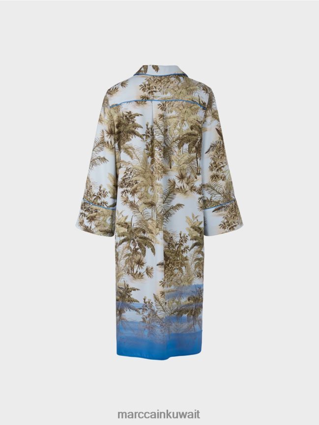 Marc Cain فستان قميص بطبعة على كامل التصميم LVN0D6100 ملابس مسحوق أزرق فاتح
