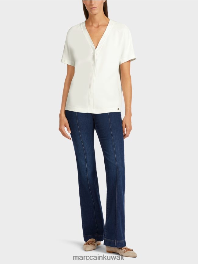 Marc Cain قمة كيمونو عادية LVN0D61015 ملابس أبيض مصفر