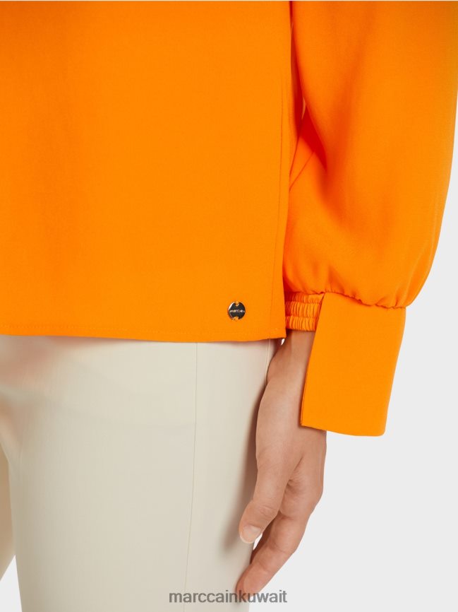 Marc Cain بلوزة على شكل بلوزة مع طيات LVN0D61019 ملابس برتقالي واضح