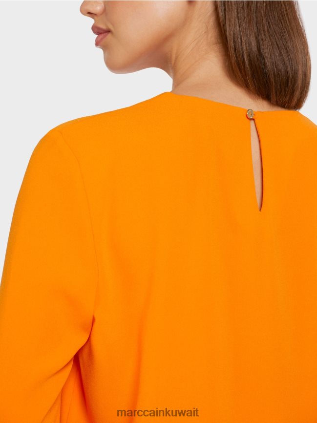 Marc Cain بلوزة على شكل بلوزة مع طيات LVN0D61019 ملابس برتقالي واضح