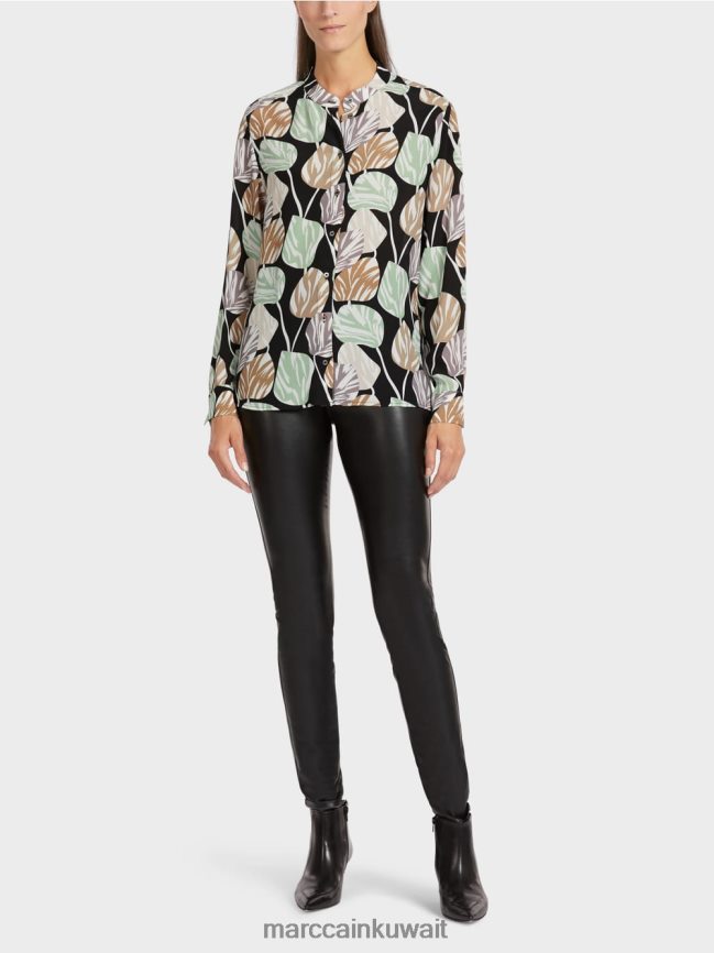 Marc Cain بلوزة أنيقة مع ذوي الياقات البيضاء LVN0D61023 ملابس مسحوق النعناع