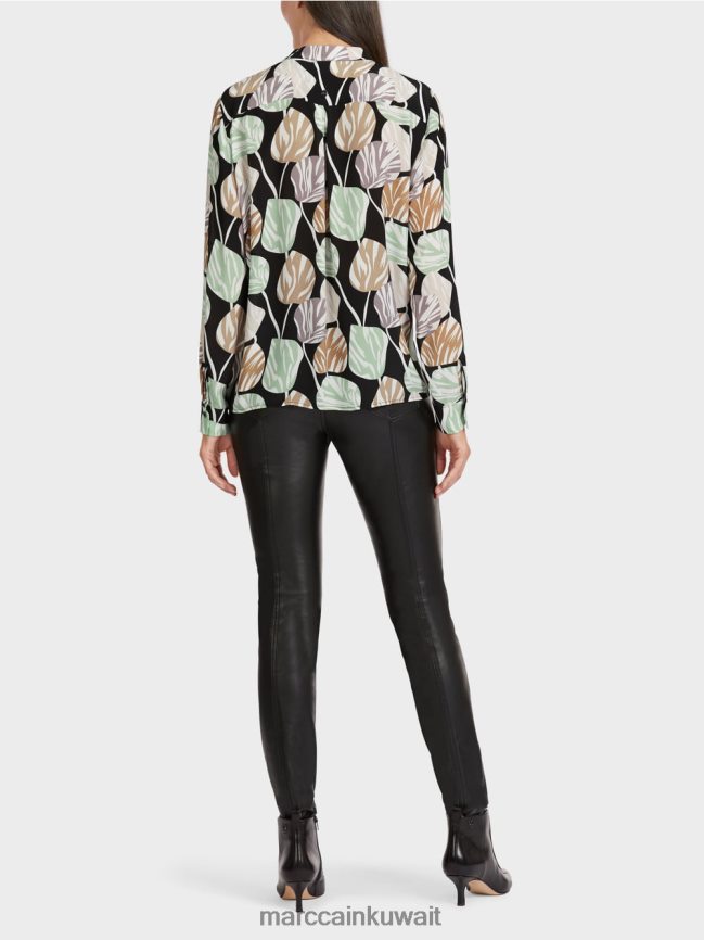 Marc Cain بلوزة أنيقة مع ذوي الياقات البيضاء LVN0D61023 ملابس مسحوق النعناع