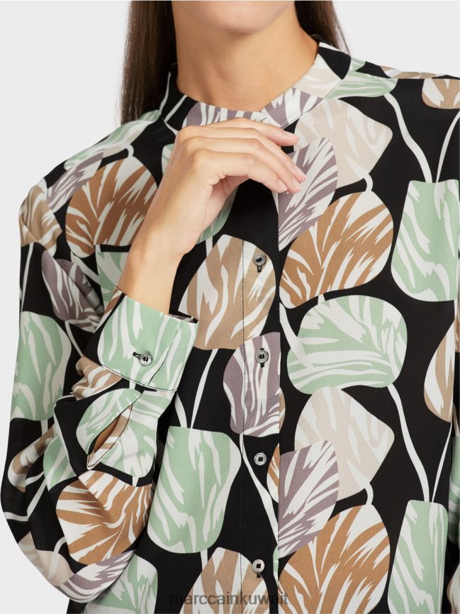 Marc Cain بلوزة أنيقة مع ذوي الياقات البيضاء LVN0D61023 ملابس مسحوق النعناع