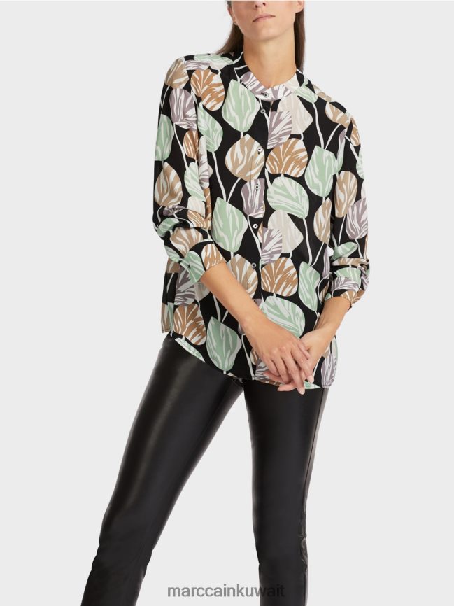 Marc Cain بلوزة أنيقة مع ذوي الياقات البيضاء LVN0D61023 ملابس مسحوق النعناع