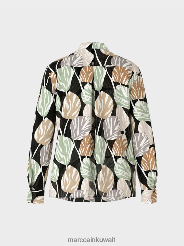 Marc Cain بلوزة أنيقة مع ذوي الياقات البيضاء LVN0D61023 ملابس مسحوق النعناع