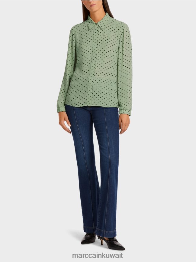 Marc Cain بلوزة منقطة أنيقة LVN0D61024 ملابس مسحوق النعناع